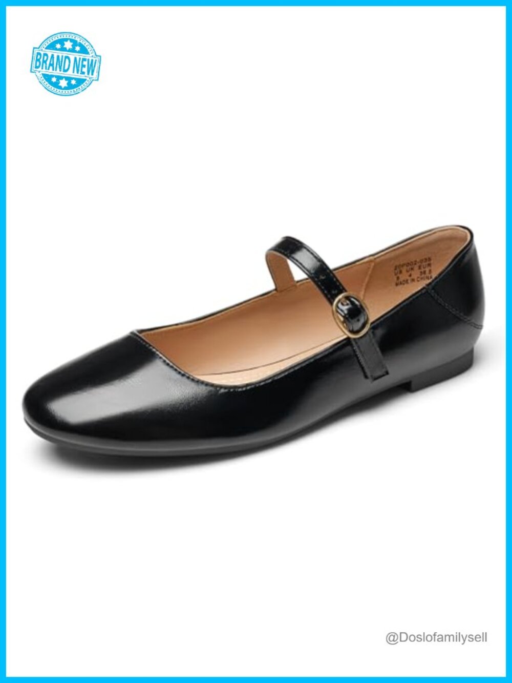 Women's Mary Jane Flats Round Toe Buckle Strap Ballet Flats Faux Leather